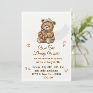 Boho-Teddybär "Wir können es kaum erwarten" Babypa Einladung