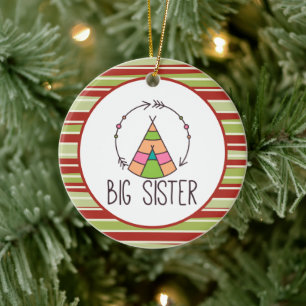 Boho Teepe Big Sister Niedlich Weihnachten Keramik Ornament