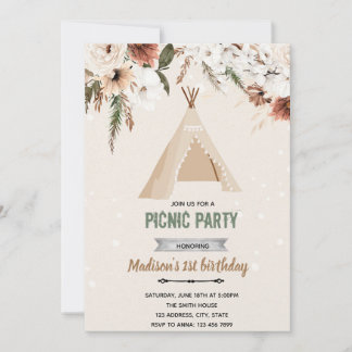 Boho Teepe Dusche Geburtstag Einladung