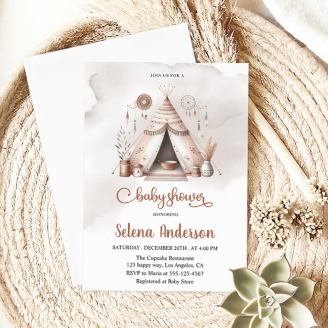Boho Teepee Baby Shower Einladung (Von Creator hochgeladen)
