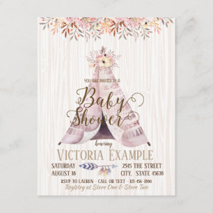 Boho TeePee Baby Shower Einladungen