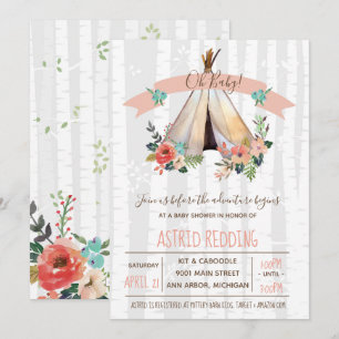 Boho Teepee-Geschlechts-neutrale rustikale Einladung