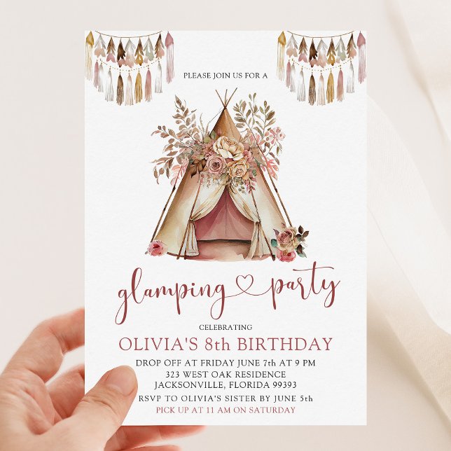 Boho Teepee Glamping Geburtstagsparty Einladung (Von Creator hochgeladen)