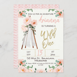 Boho Teepee Wild Einladung zum 1. Geburtstag