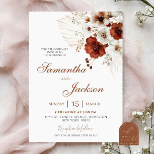 Boho Teracotta Floral Wedding Einladung