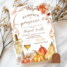 Boho Teracotta Pumpkin und Prosecco Brautparty Einladung