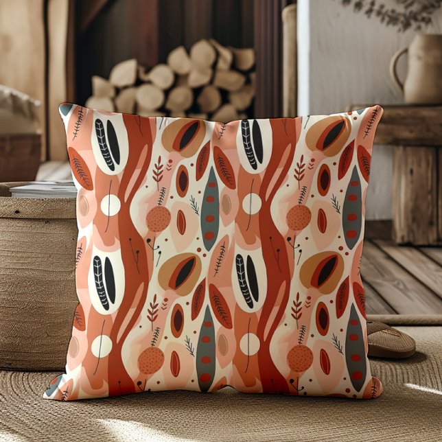 Boho Terra Cotta Abstrakt Warm Earth Tones Kissen (Terra cotta boho abstract decorator pillow)