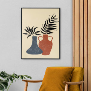 Boho Terracota Pots, fertig gestellt Leinwanddruck