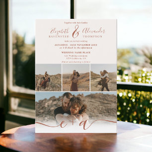 Boho terracotta 5 Fotos Drehbuch Hochzeit Einladung