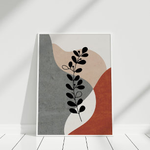 Boho Terracotta Abstrakt Botanische Kunst Poster