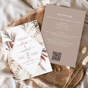 Boho Terracotta All in One QR Code Wedding Einladung
