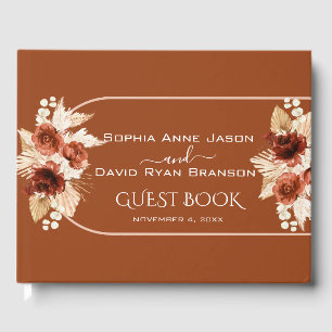 Boho Terracotta Arch Pampas Grass Floral Wedding Gästebuch
