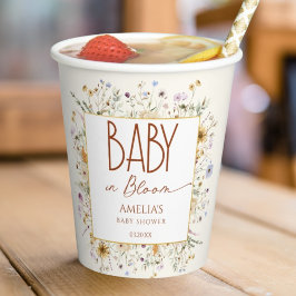 Boho Terracotta Babydusche Pappbecher