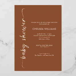 Boho Terracotta, Beige & Real Foil Babydusche Folieneinladung