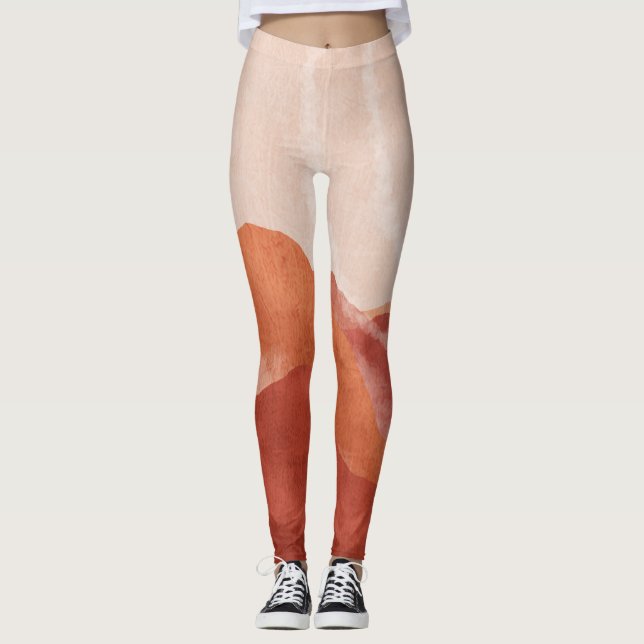 Boho Terracotta Berge, abstraktes Poster. Leggings (Vorderseite)