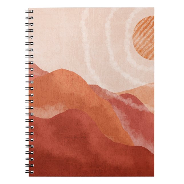 Boho Terracotta Berge, abstraktes Poster. Notizblock (Vorderseite)