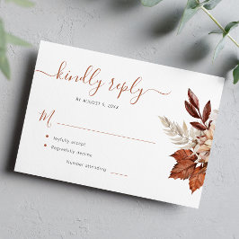 Boho terracotta blättrige Hochzeit RSVP Karte