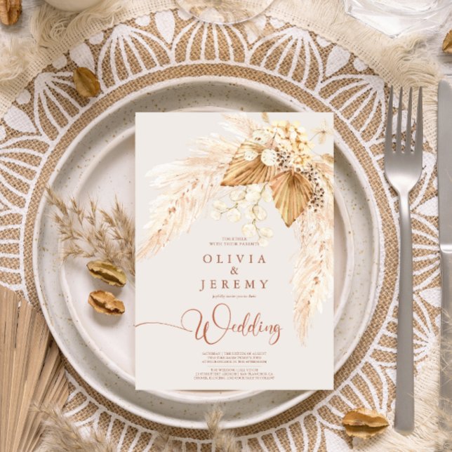 Boho Terracotta Blume und Pampas Grass I Einladung (Von Creator hochgeladen)