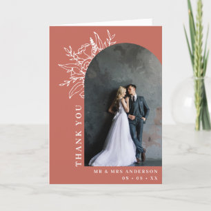 Boho Terracotta Blumenstrauß Foto Hochgeklappt Dankeskarte