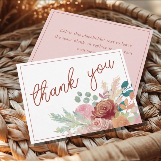 Boho Terracotta & Blush Thank You Bridal Shower  Dankeskarte (Von Creator hochgeladen)