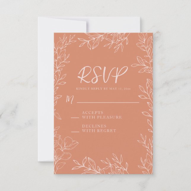Boho Terracotta Blush Wedding RSVP Karte (Vorderseite)