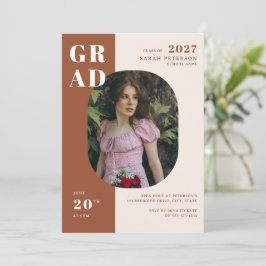 Boho Terracotta Bold Typografy Foto Abschluss Einladung