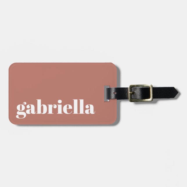 Boho Terracotta Bold Typografy Personalisiert Name Gepäckanhänger (Vorderseite horizontal)