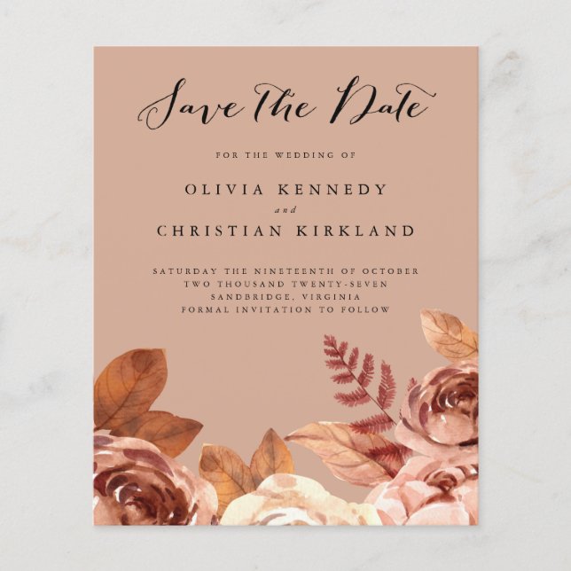 Boho Terracotta Botanical Save the Date (Vorderseite)