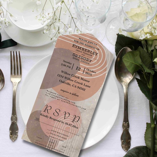 Boho Terracotta Brown Abstrakte Minimalistische We All In One Einladung (Von Creator hochgeladen)