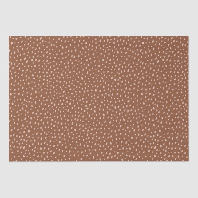 Boho Terracotta Brown & Beige Dots Babydusche Seidenpapier (Vorderseite)