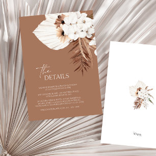 Boho Terracotta Brown Pampas Grass Floral Wedding Begleitkarte