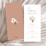 Boho Terracotta Brown Pampas Grass Floral Wedding Menükarte<br><div class="desc">Das Boho Terracotta Brown Pampas Grass Floral Wedding Menu ist eine faszinierende Mischung aus böhmischem Charme und rustikaler Eleganz. Die skurrile Anziehungskraft von Pampasgras und zarten, weißen Orchideen, Set vor einem Hintergrund von weiß und terracotta braun, für eine botanisch-inspirierte Feier, die das Wesen der boho Romantik. Dieses Menü mit botanischen...</div>