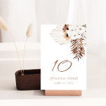 Boho Terracotta Brown Pampas Grass Floral Wedding Tischnummer<br><div class="desc">Die Boho Terracotta Brown Pampas Grass Floral Wedding Tischnummer, eine faszinierende Mischung aus böhmischem Charme und rustikaler Eleganz. Die skurrile Anziehungskraft von Pampasgras und zarten, weißen Orchideen, Set vor einem Hintergrund von weiß und terracotta braun, für eine botanisch-inspirierte Feier, die das Wesen der boho Romantik. Diese Tischnummer ist mit botanischen...</div>