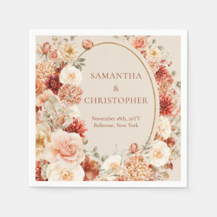 Boho terracotta burgundy blumenblättrige Eukalyptu Serviette