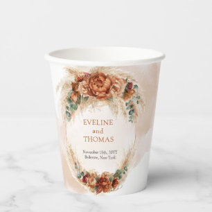 Boho terracotta burgundy blumeneucalyptus wedding pappbecher