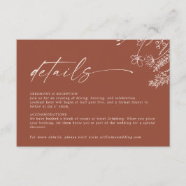 Boho Terracotta Burnt Orange Details Wedding Begleitkarte