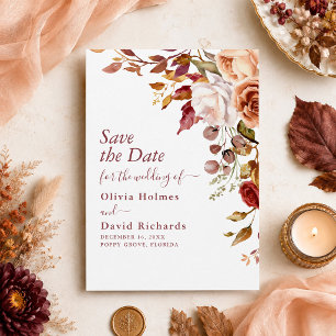 Boho Terracotta Burnt Orange Floral Wedding Save The Date