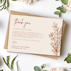 Boho Terracotta Burnt Orange Rustikale Hochzeit Dankeskarte