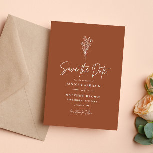 Boho Terracotta Burnt Orange Rustikale Hochzeit Save The Date