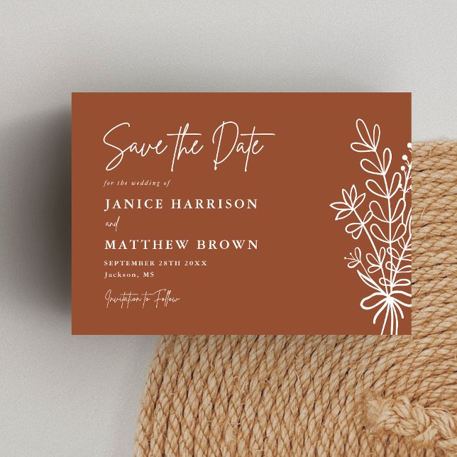 Boho Terracotta Burnt Orange Rustikale Hochzeit Save The Date (Von Creator hochgeladen)