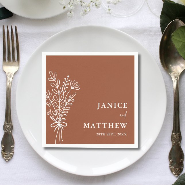 Boho Terracotta Burnt Orange Rustikale Hochzeit Serviette (Von Creator hochgeladen)