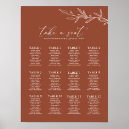 Boho Terracotta Burnt Orange Wedding Chart Poster