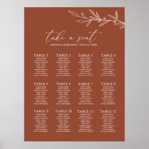 Boho Terracotta Burnt Orange Wedding Chart Poster