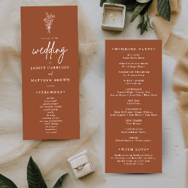 Boho Terracotta Burnt Orange Wedding Program