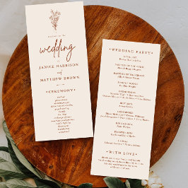 Boho Terracotta Burnt Orange Wedding Program
