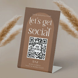 Boho Terracotta Business Social Media QR-Code Sockelschild