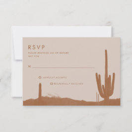 Boho Terracotta Cactus Desert Wedding RSVP Karte