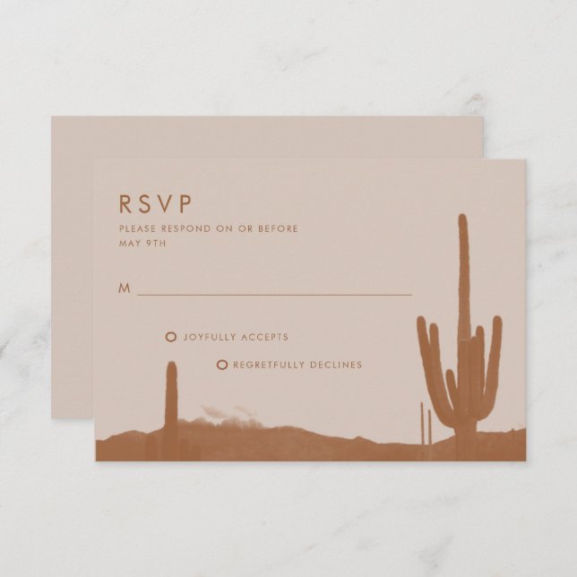 Boho Terracotta Cactus Desert Wedding RSVP Karte (Vorne/Hinten)