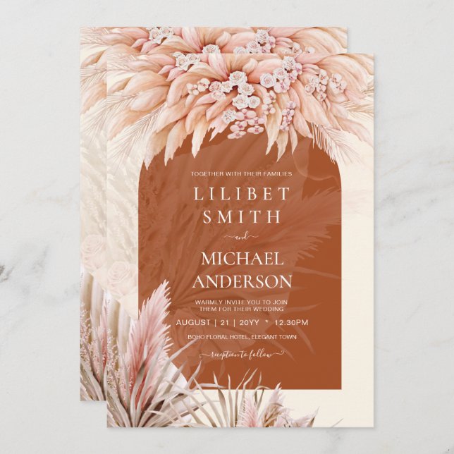 BOHO Terracotta Coral Pampas Grass Wedding (Vorne/Hinten)