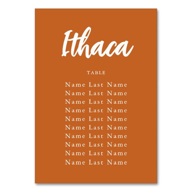 Boho Terracotta Custom Table Name Chart Tischnummer (Vorderseite)